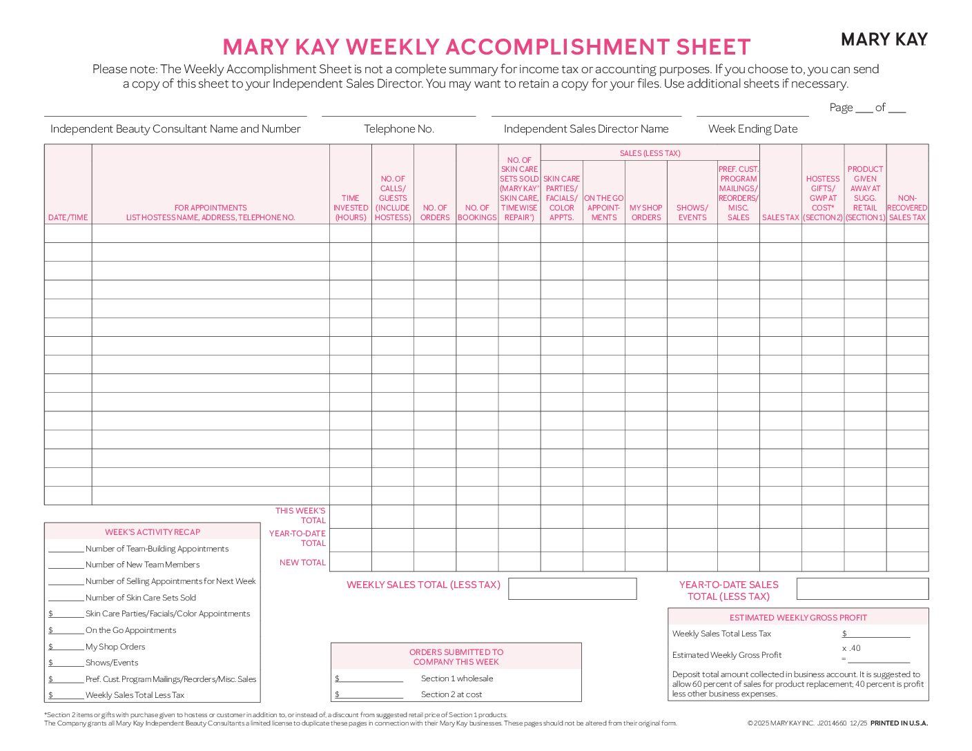 Weekly Accomplishment Sheet